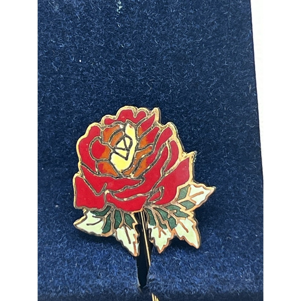 Vintage Hummel Red Rose Silver Plated Stick Pin Lapel Valentine's Day Gift - Picture 6 of 8